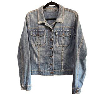 Kut From The Kloth Denim Jacket Womens XL Button Front Classic Blue Jean Jacket
